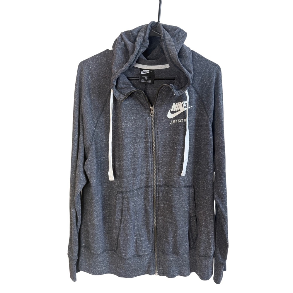 Nike Sportswear Gym Vintage Full Zip Hoodie Grey Heather Just Do It 1X